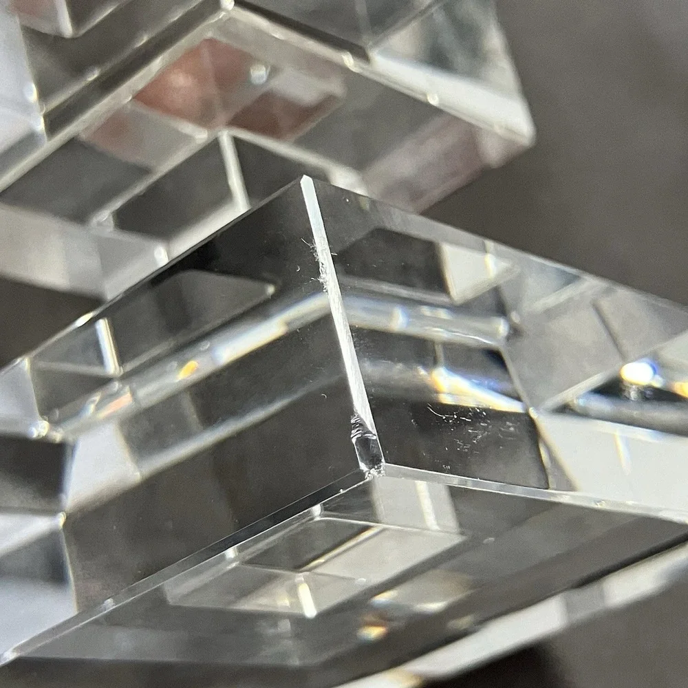 2 - Modern Glass Taper & Tealight Candle Holders /Square Block Contemporary/Flaw